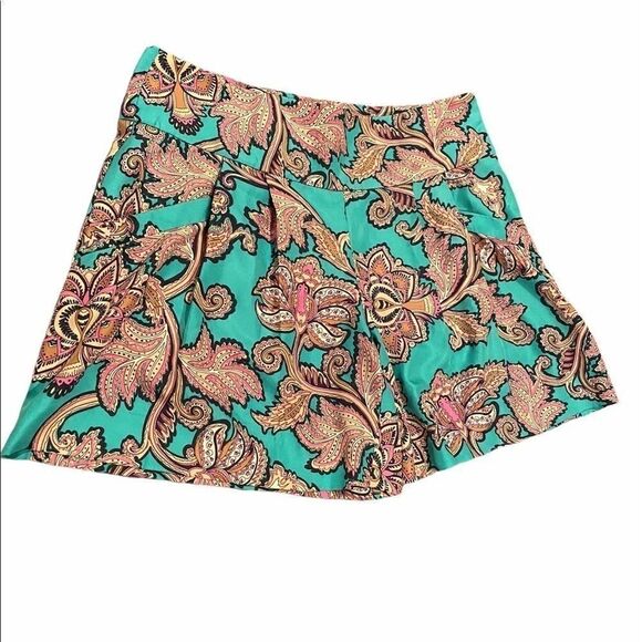 Ann Taylor Loft Paisley Shorts Size 00 Teal/Pink - Picture 1 of 11